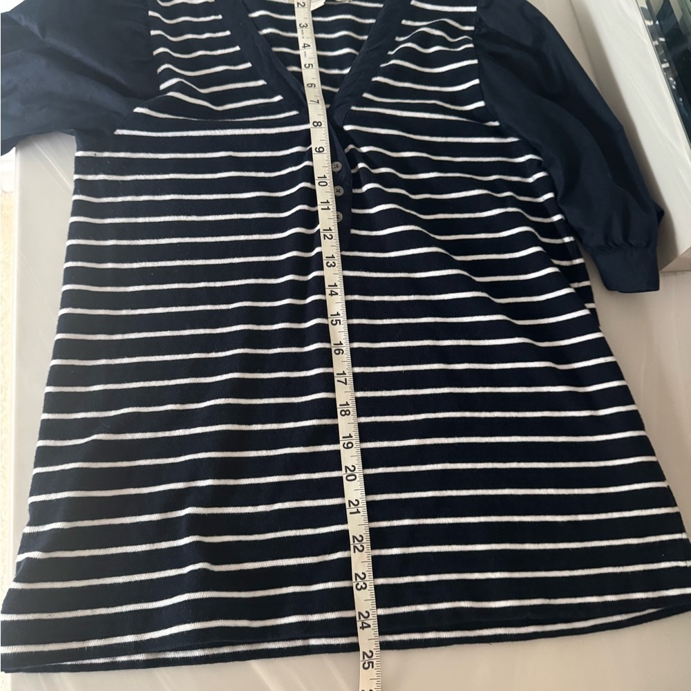 LOFT Black and White Striped Knit Top US M - Picture 6 of 9